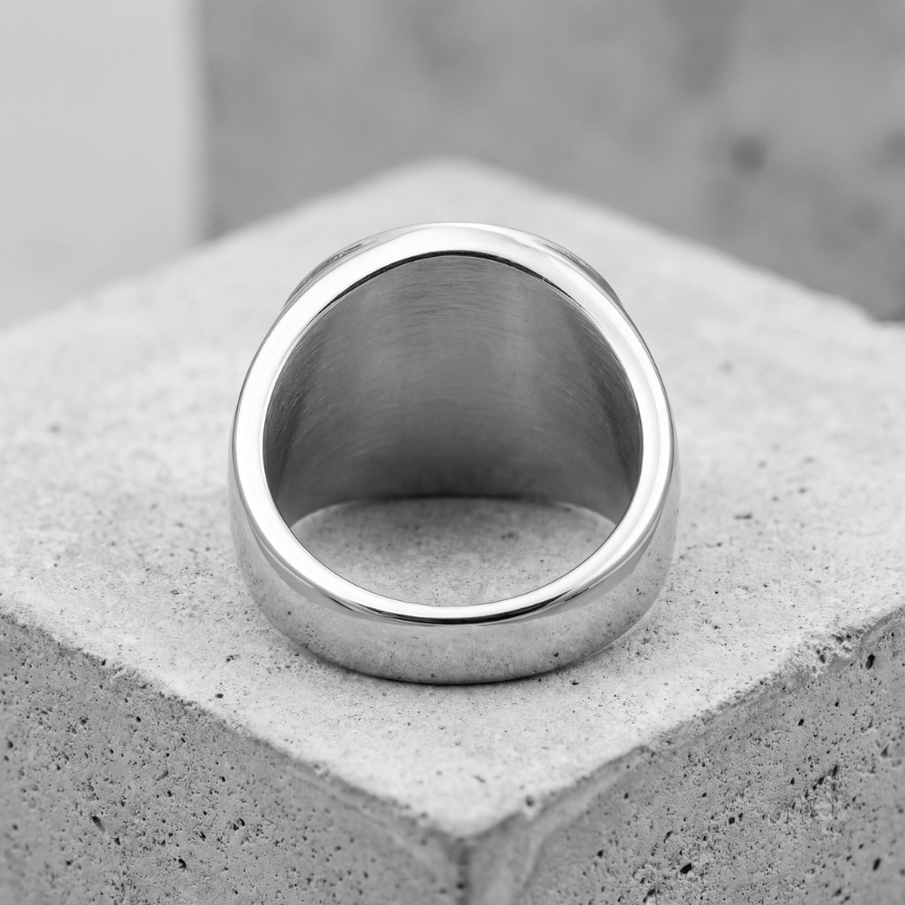 Chevalière pour homme argent acier intérieur brossé