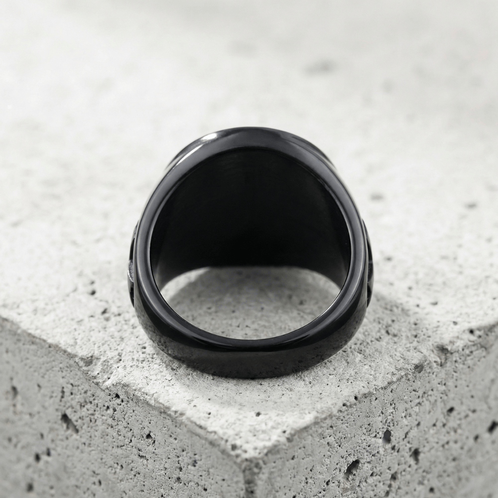 Chevalière pour homme noire intérieur brossé