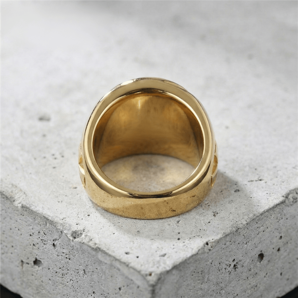 Chevalière pour homme or intérieur brossé poli