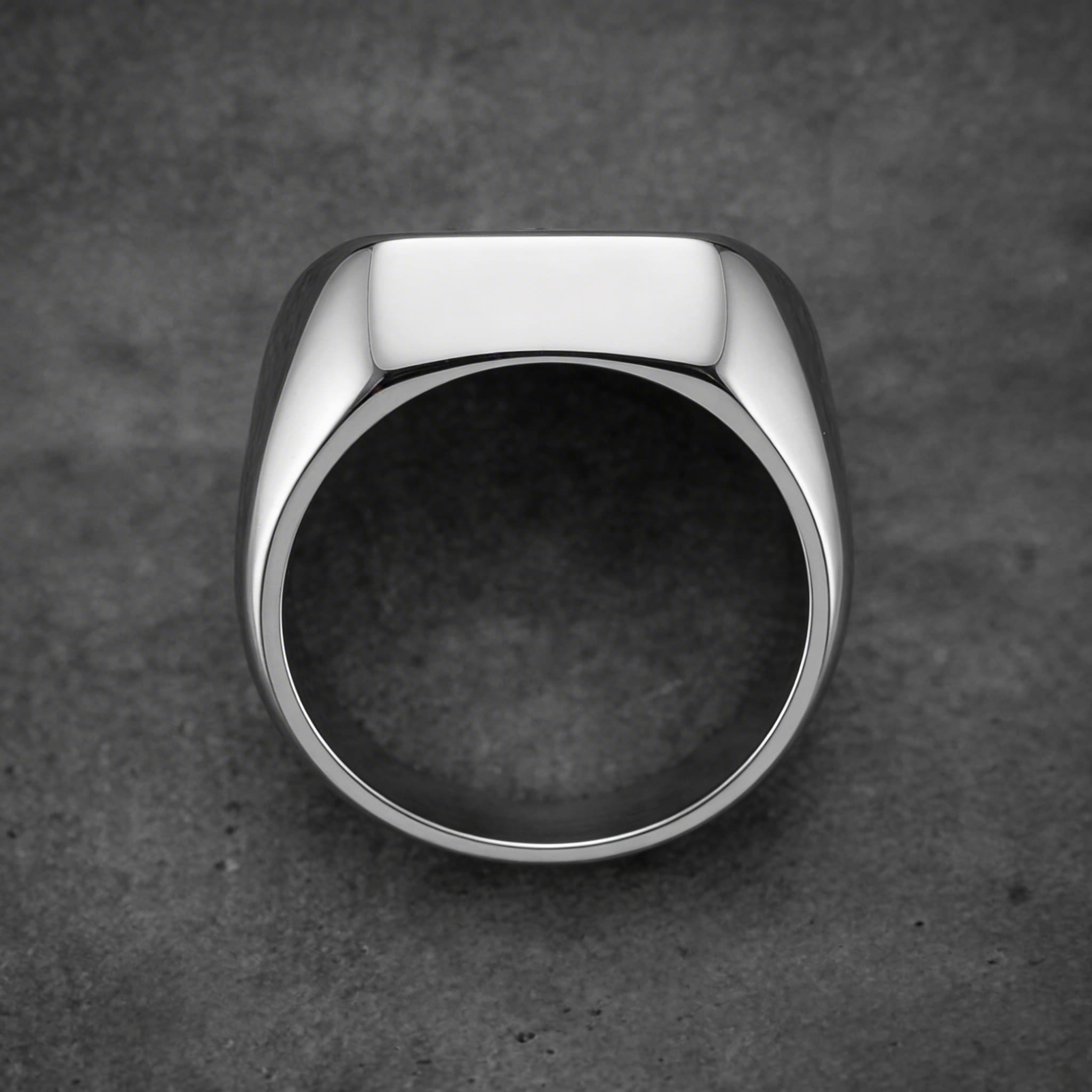 chevalière à graver homme acier inoxydable plateau coussin intérieur