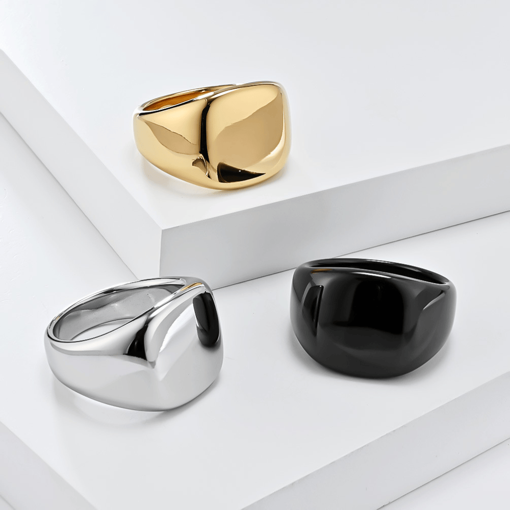 Bague Chevalière Homme Moderne Acier Inoxydable