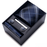 COFFRET CADEAU CRAVATE BLEU FONCE ET BOUTONS DE MANCHETTE