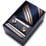 COFFRET CADEAU CRAVATE BLEU FONCE ET BOUTONS DE MANCHETTE