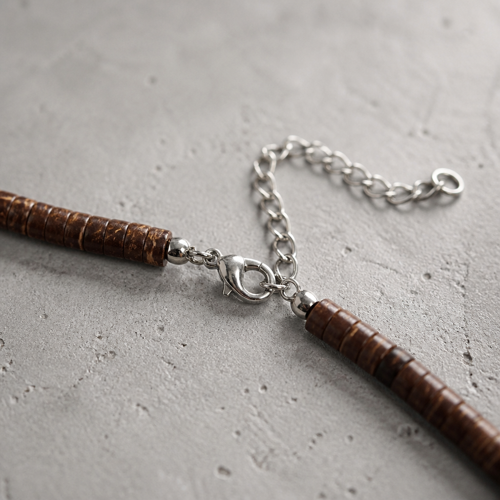 Des Finitions Exemplaires - Collier Bois Homme Perles de Coco Naturelles