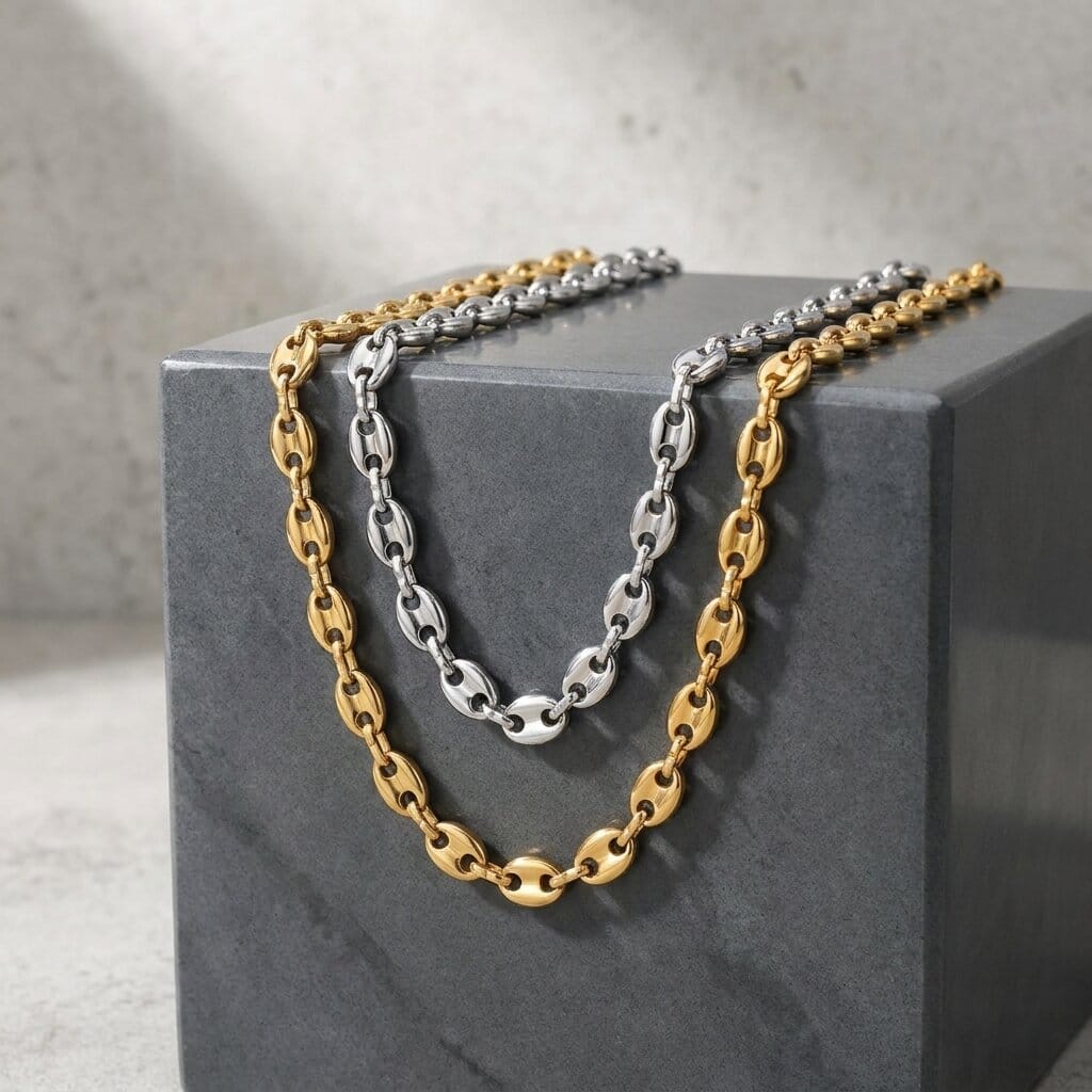 Des Finitions Exemplaires - Collier Chaîne Grain de Café Pour Homme