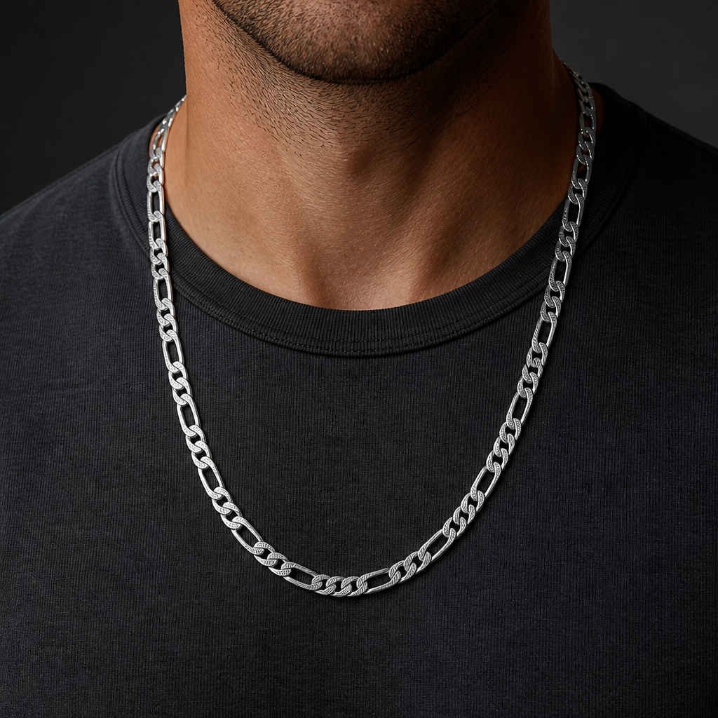 collier chaine homme maille figaro argent acier