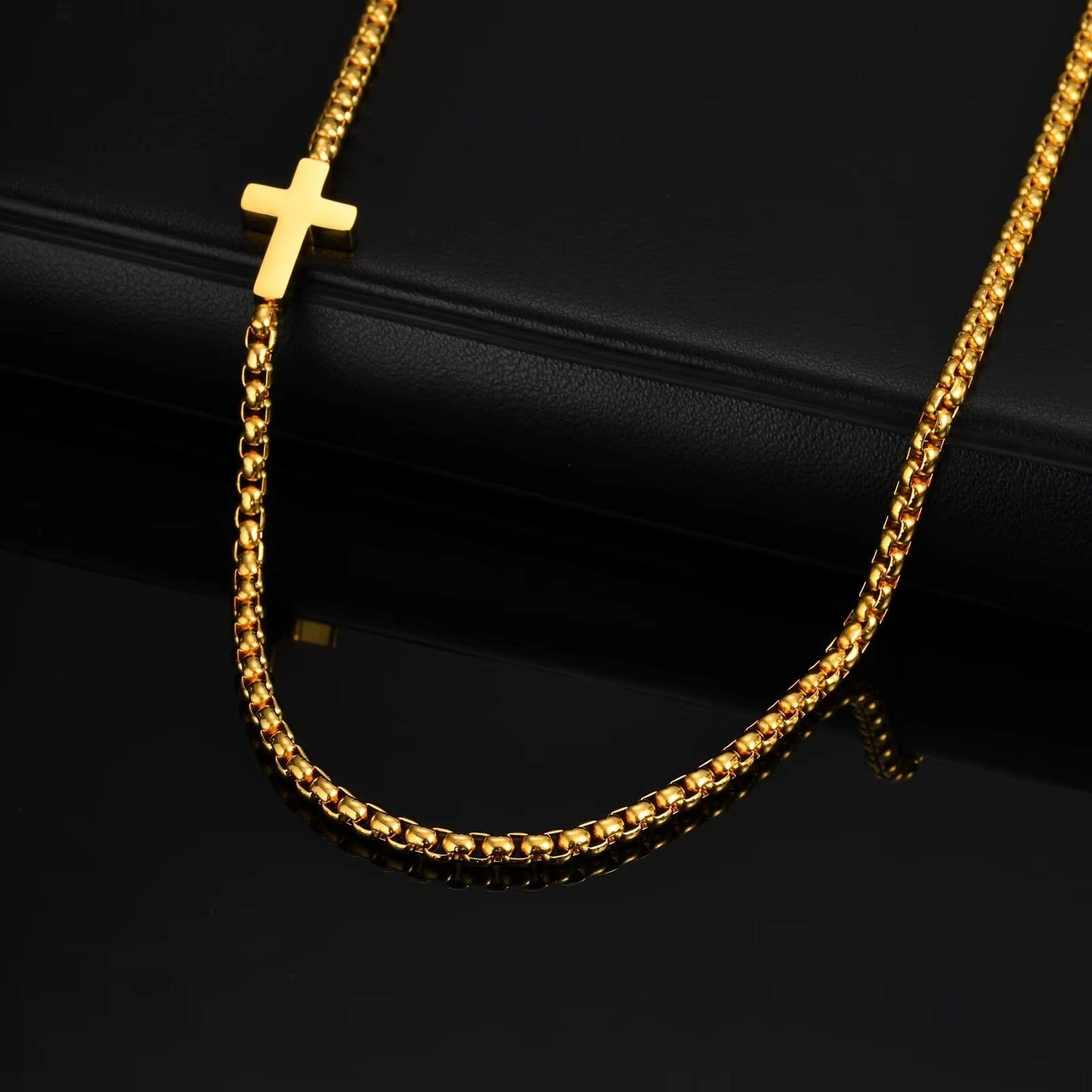 collier croix homme or maille fine