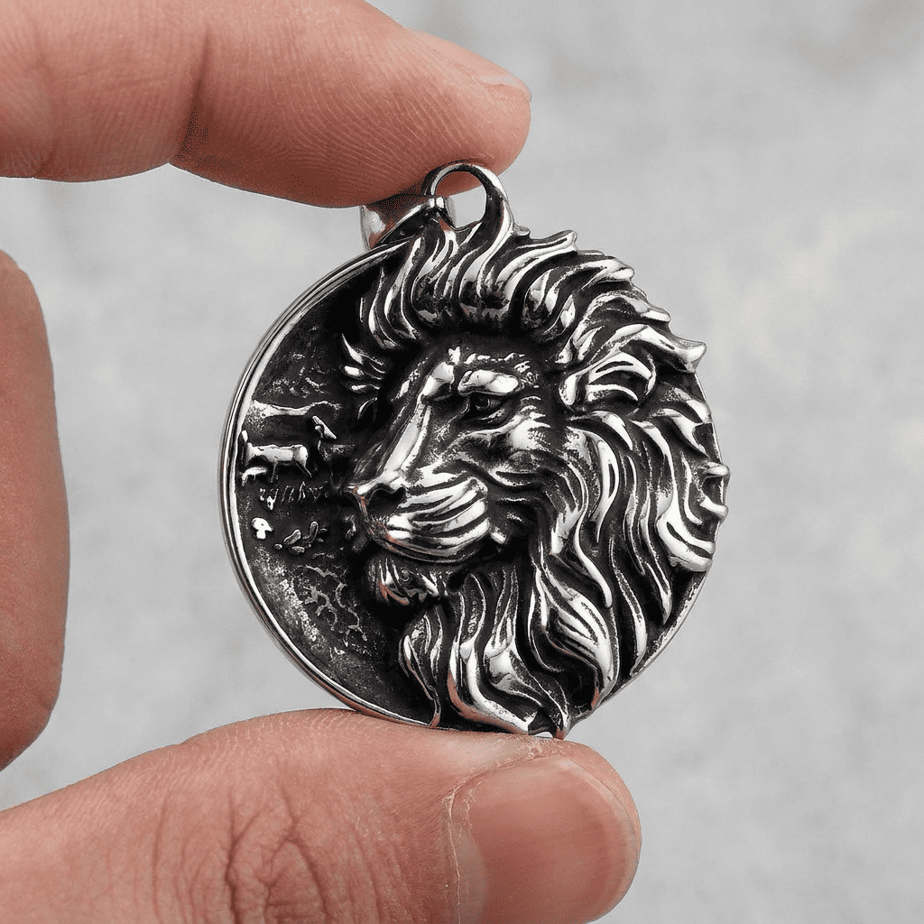médaillon tête de lion homme