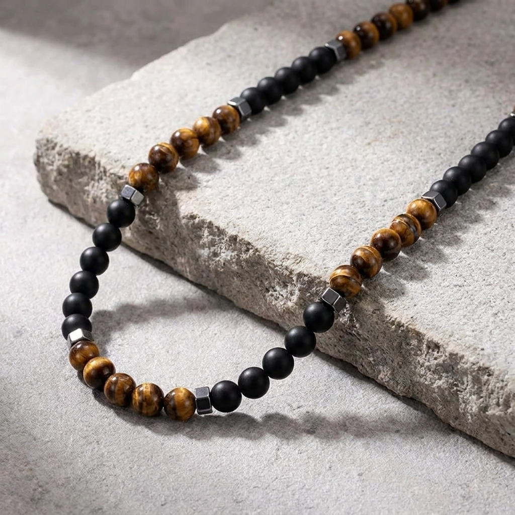 collier oeil de tigre pour homme