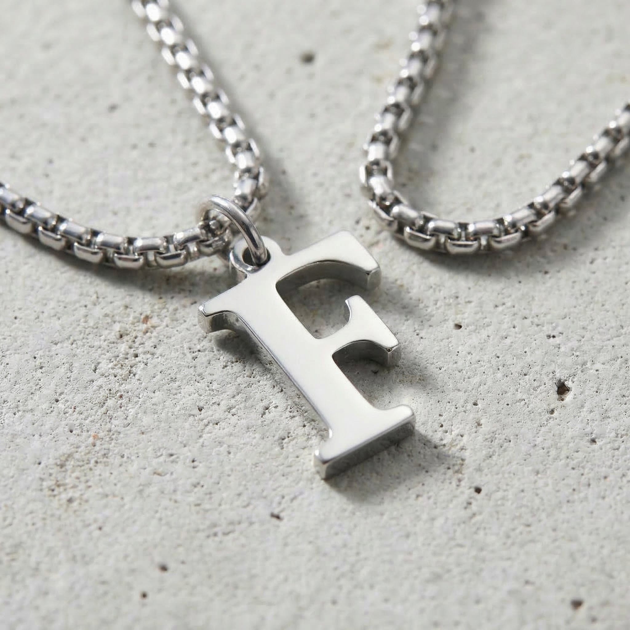 Collier Initiale Homme Pendentif Lettre Acier Argent