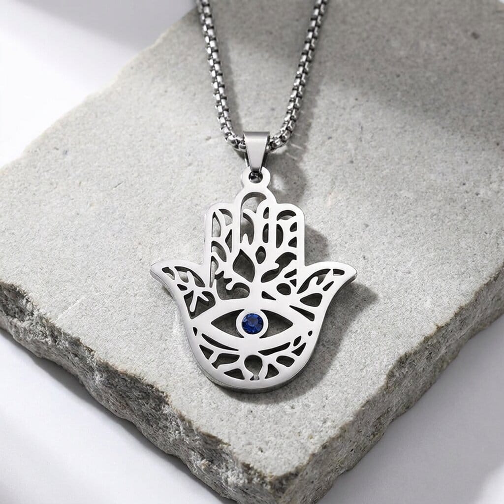 Collier Main de Fatma Homme Pendentif Hamsa Acier