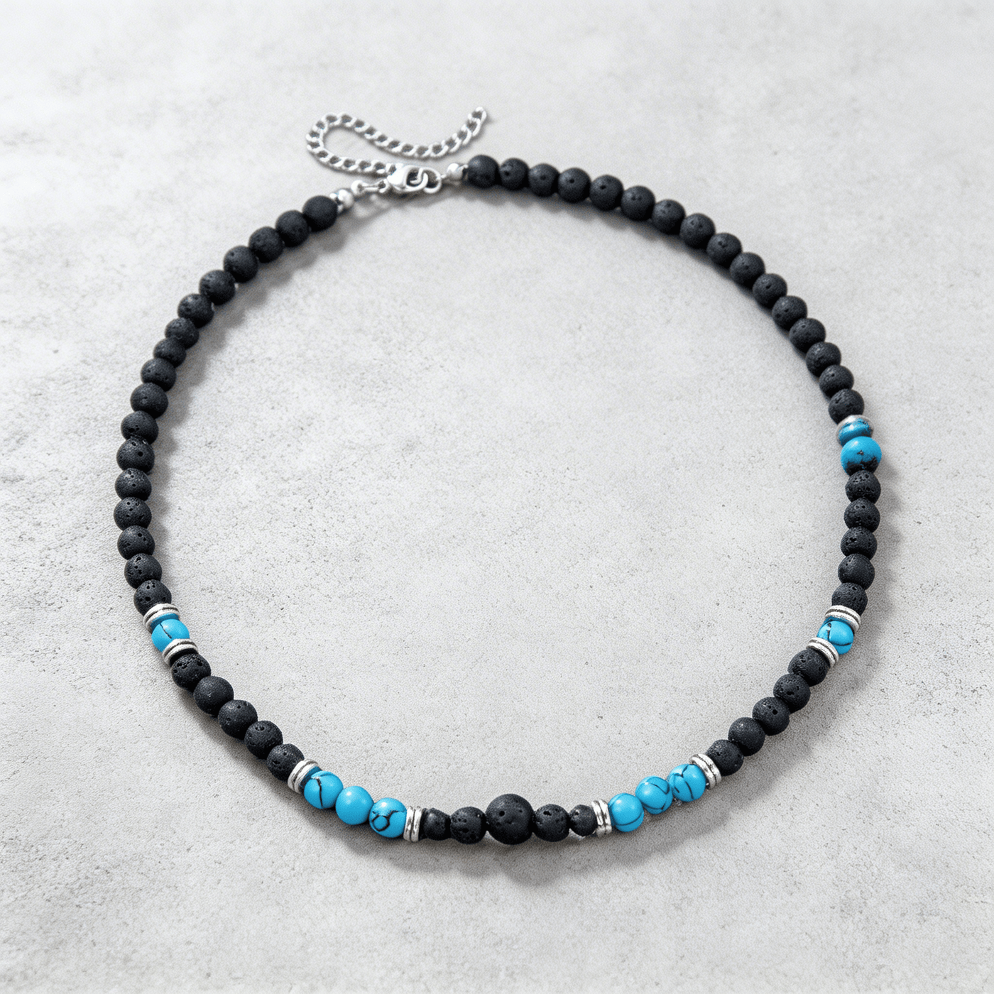 Des Finitions Exemplaires - Collier Homme Pierre Turquoise Acier Inoxydable