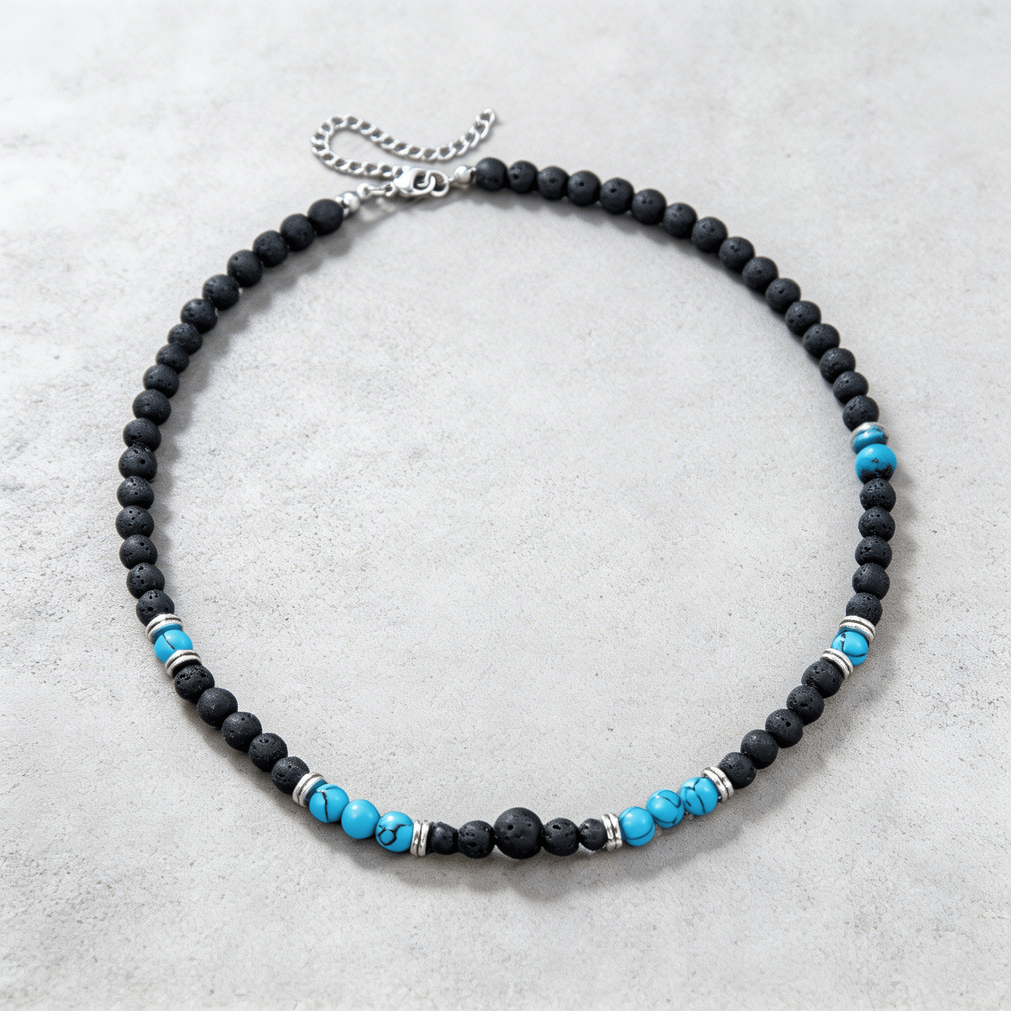 collier homme bleu turquoise et noir