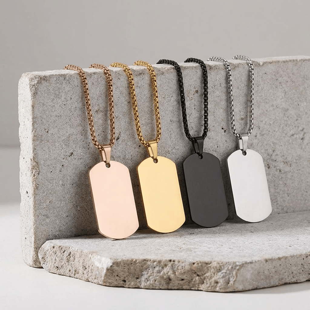 collier plaque militaire homme acier 4 coloris