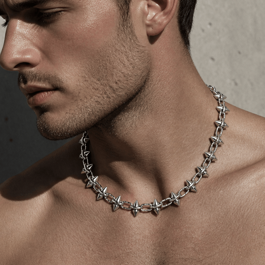 collier punk homme rock gothique argent porte