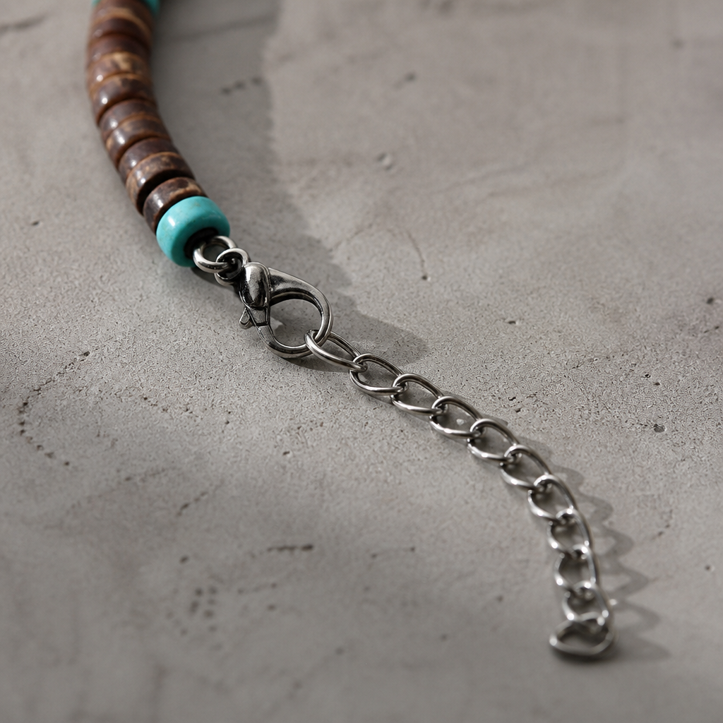 collier surfeur homme fermoir acier chaînette réglable