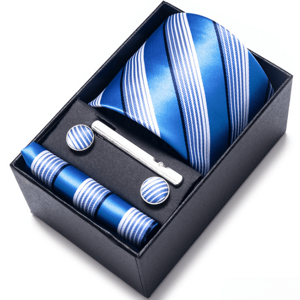 COFFRET CADEAU CRAVATE BLEU CLAIR ET BOUTONS DE MANCHETTE