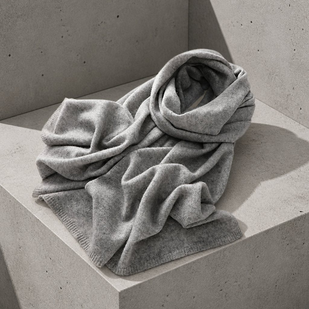 Écharpe en cachemire homme grande largeur, coloris gris