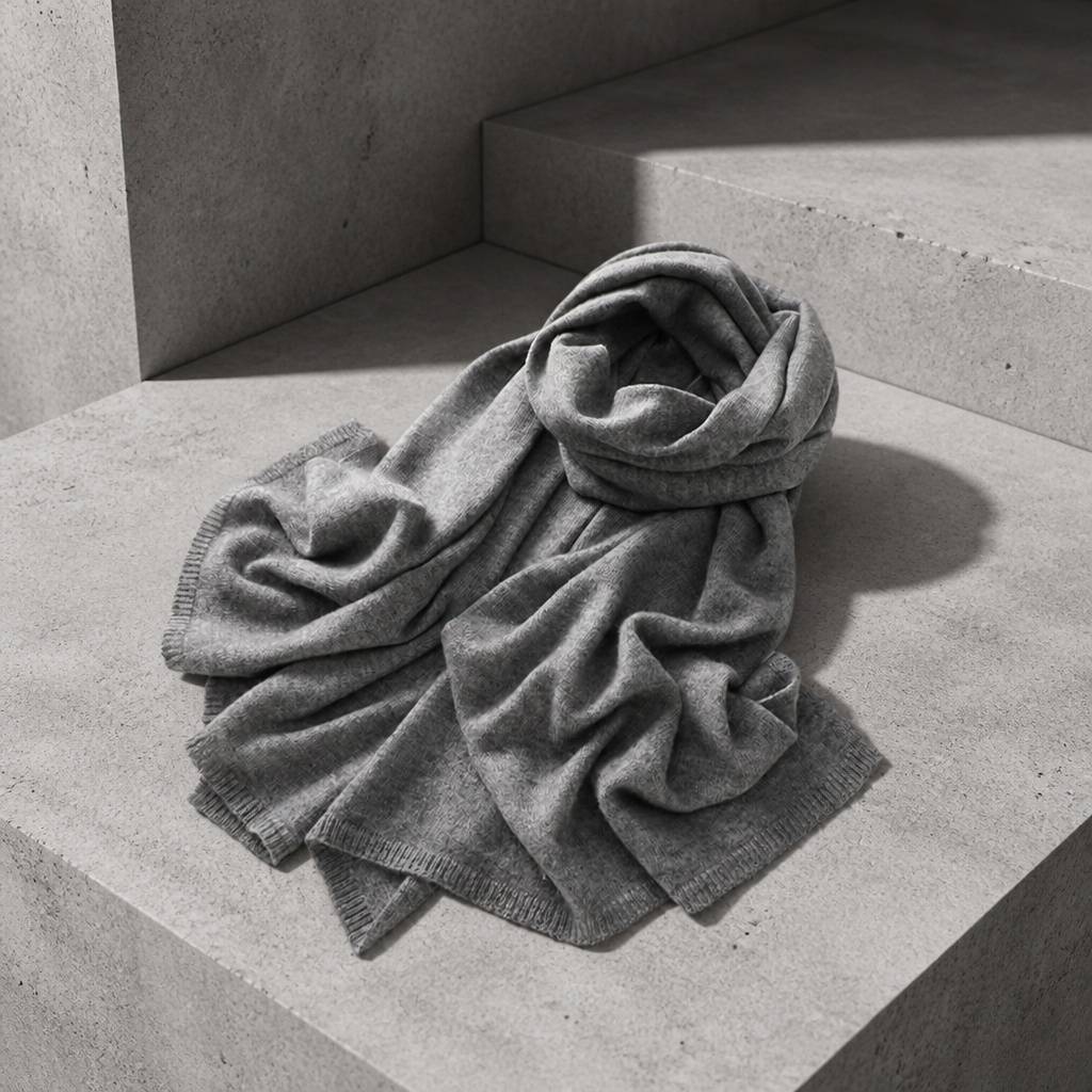 Écharpe en cachemire homme grande largeur, coloris gris foncé