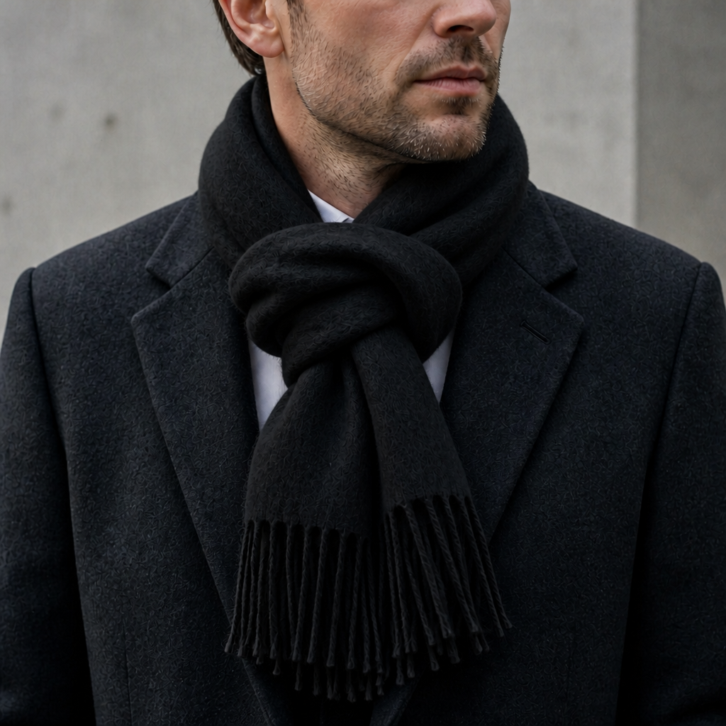 Des Finitions Exemplaires - Écharpe en Laine Homme à Franges, Tissage Uni