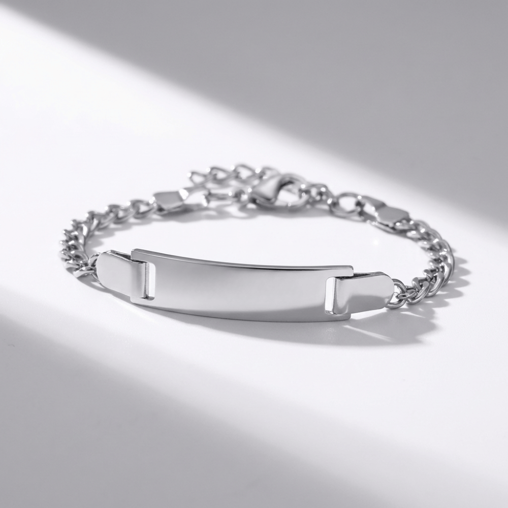 Gourmette enfant garçon argent acier inoxydable maille classique