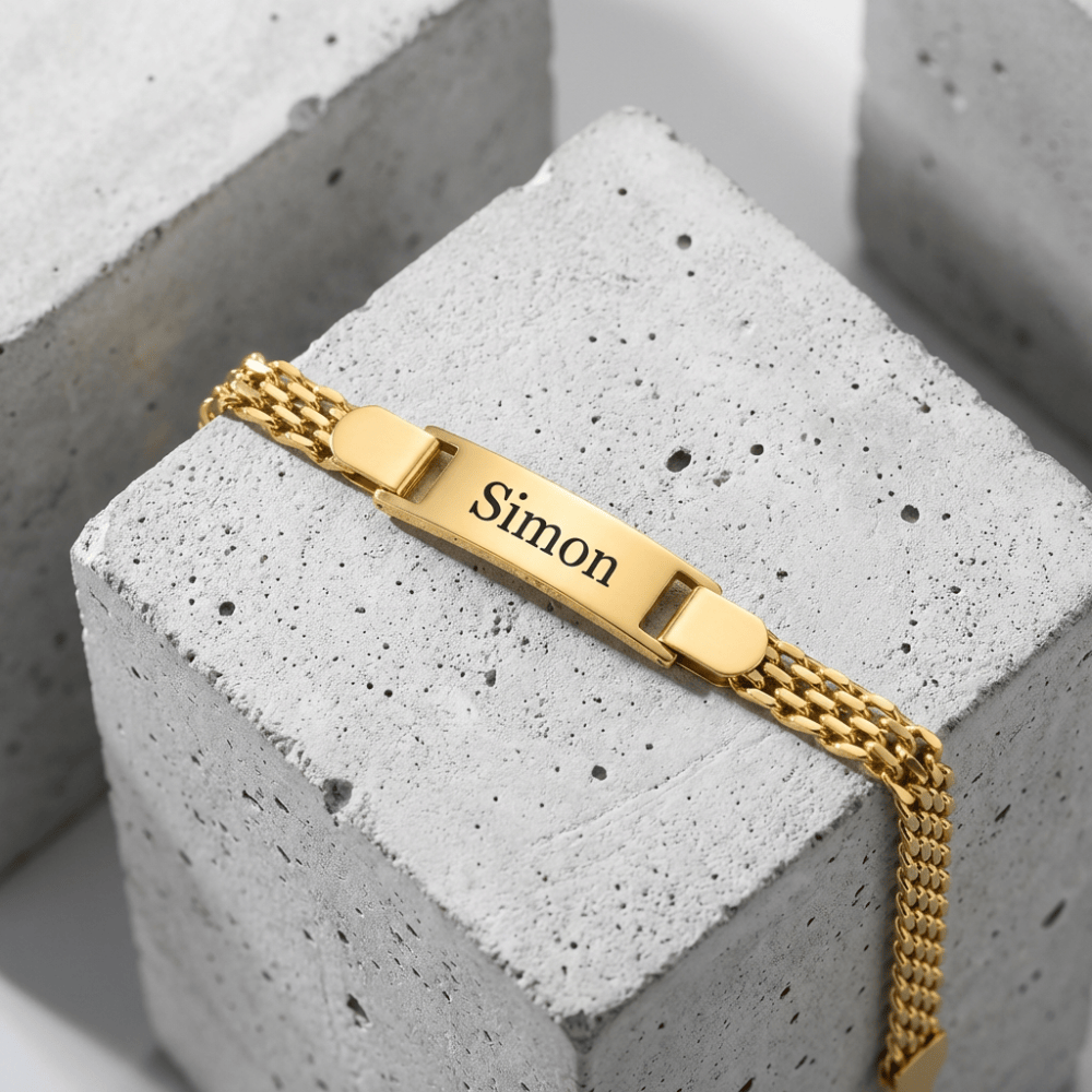 Gourmette enfant personnalisée or gravure prénom acier inoxydable