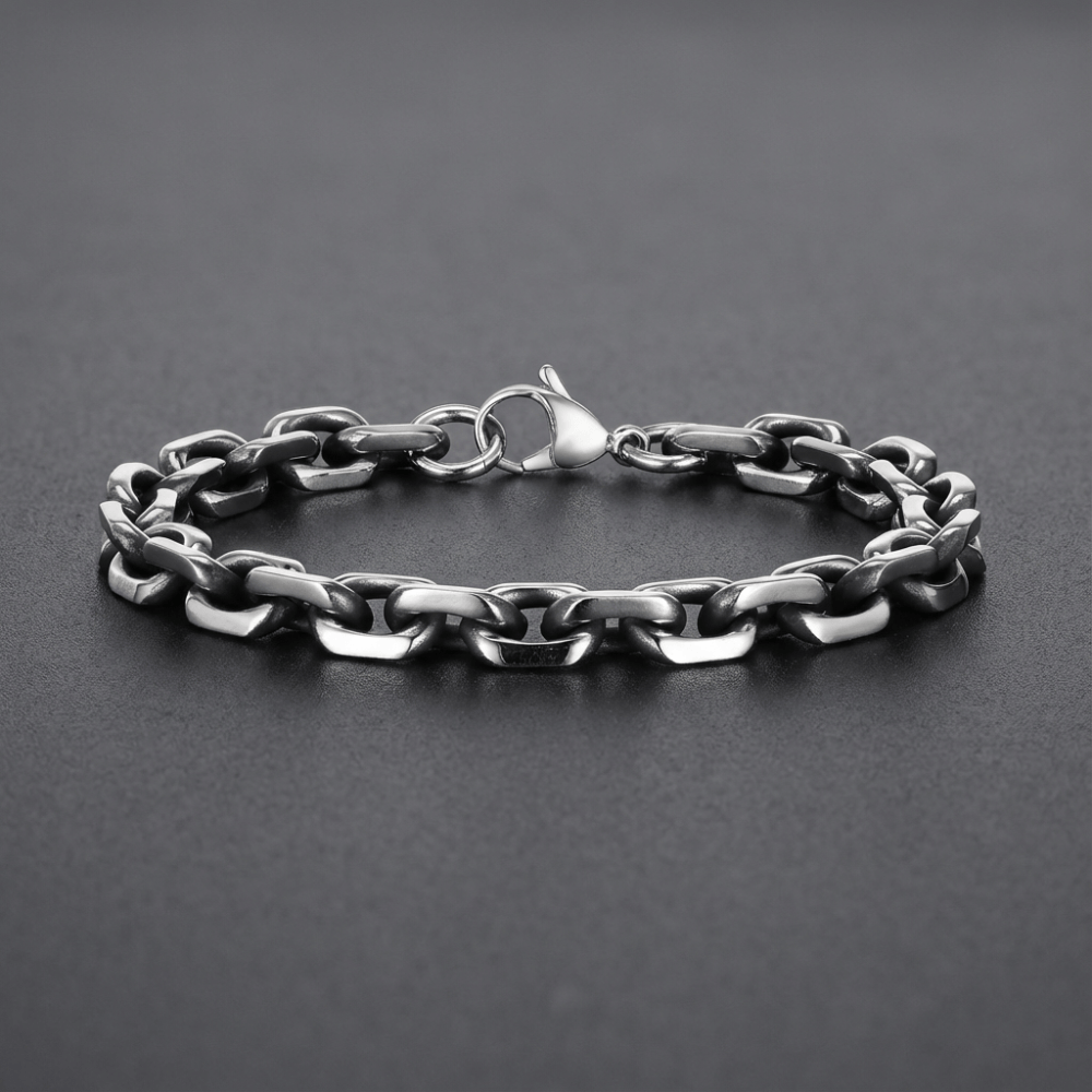 Gourmette homme acier maille forçat argent inoxydable