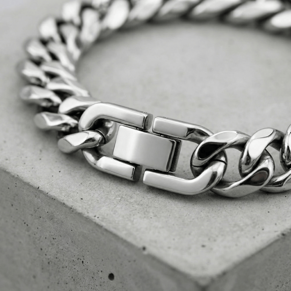 Des finitions exemplaires - Bracelet Gourmette Homme Argent Grosse Maille