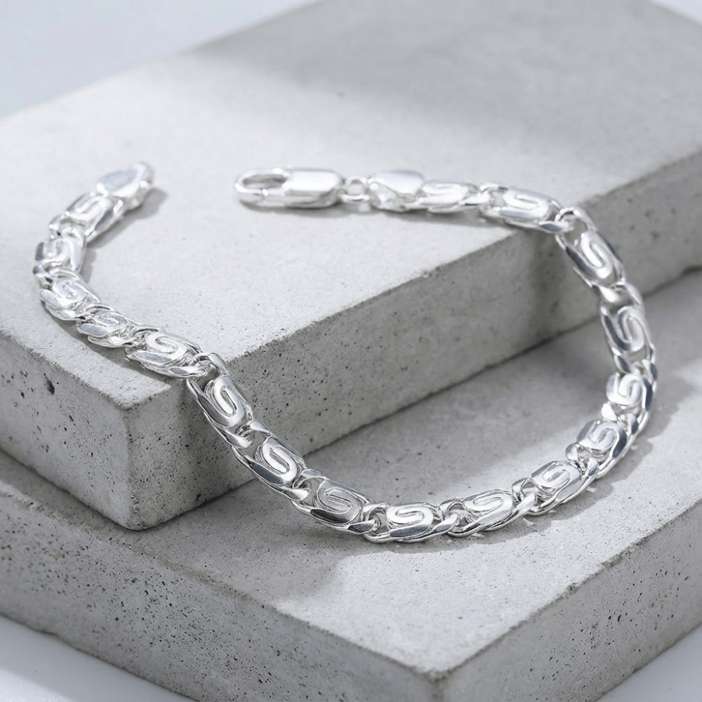 Chaîne gourmette homme argent maille escargot bracelet acier inoxydable