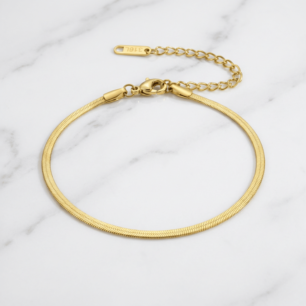 Gourmette homme or maille serpent acier inoxydable