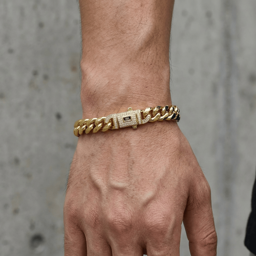 Gourmette homme or maille cubaine bracelet homme acier