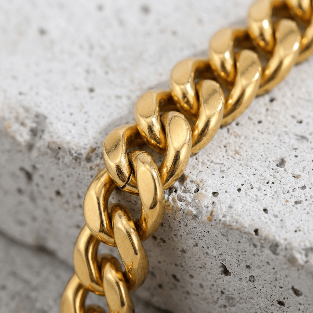 Chaîne gourmette homme or acier inoxydable maille