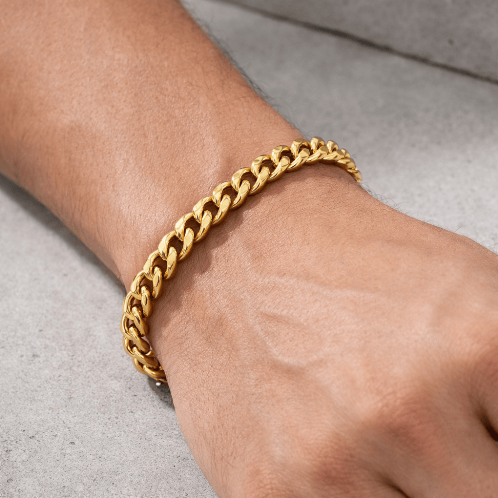 Gourmette or homme bracelet acier inoxydable maille