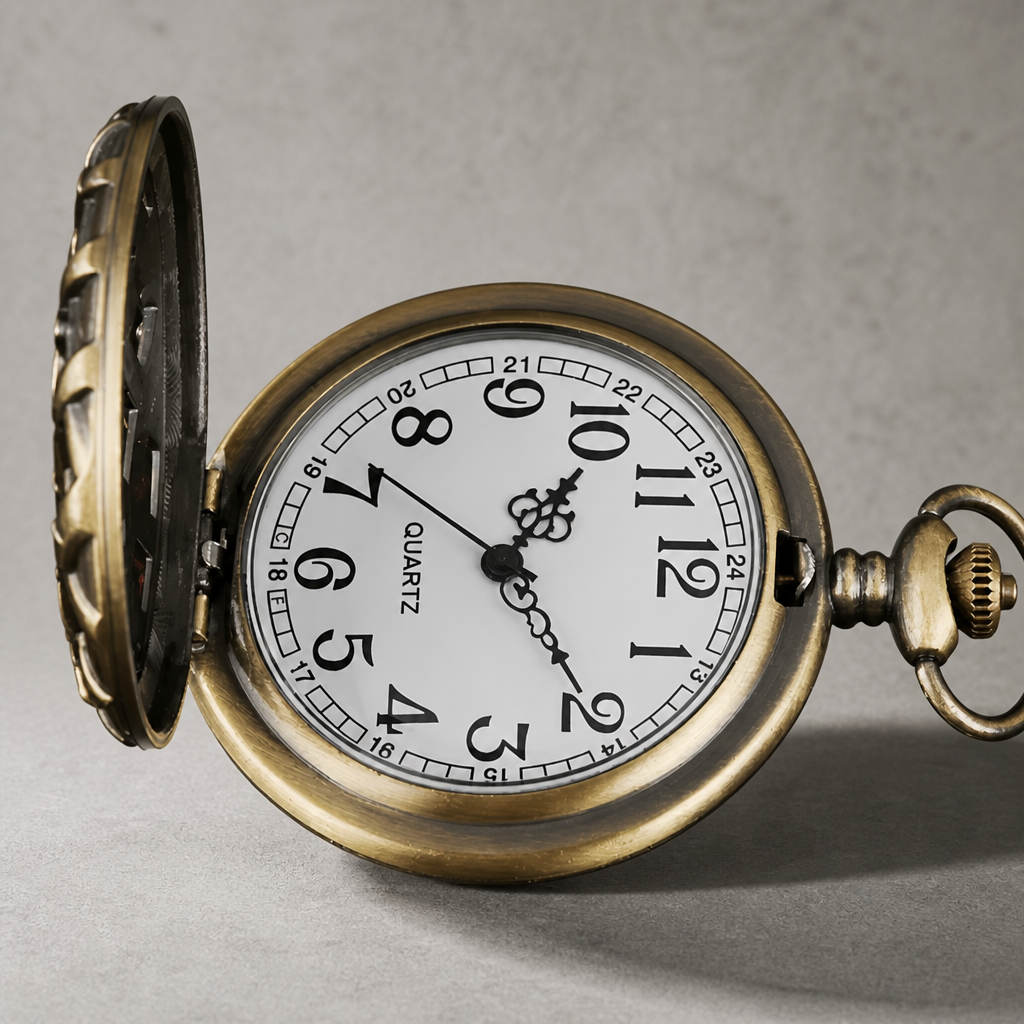 Cadran clair à chiffres arabes de la montre à gousset costume homme Gabin, couvercle ouvert