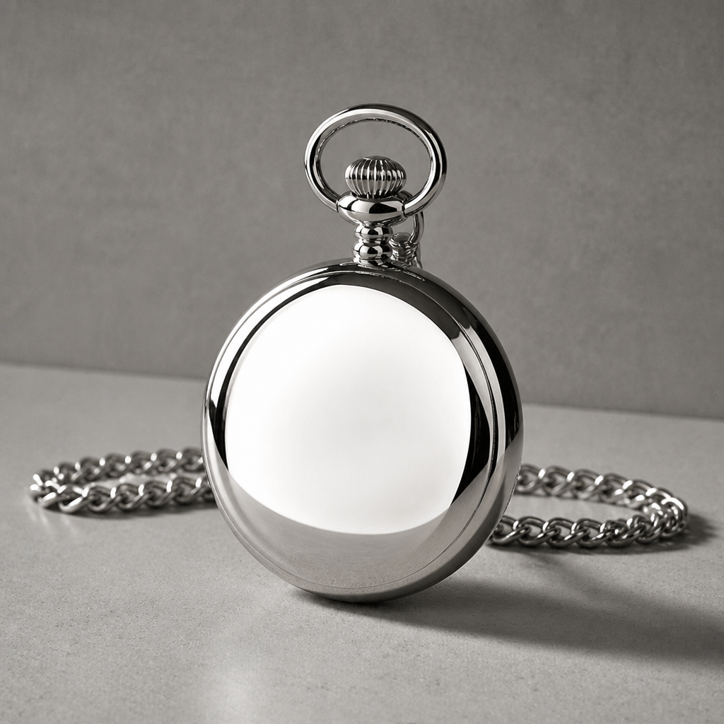 Dos poli miroir de la montre à gousset moderne homme argent