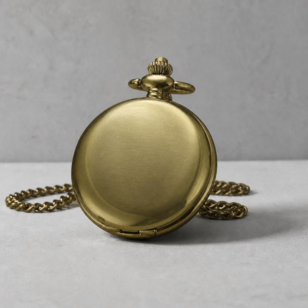 Montre à gousset moderne homme bronze fermée, couvercle satiné sans gravure