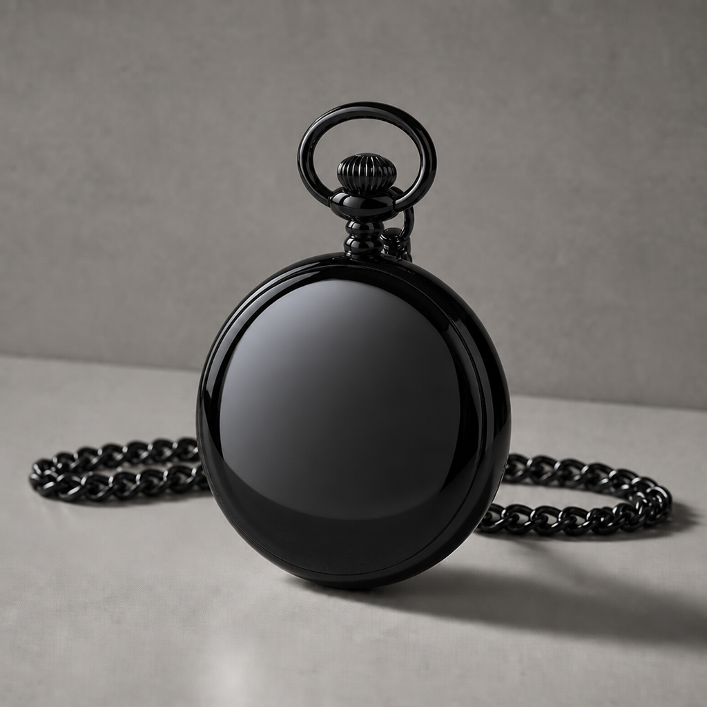 Dos poli miroir de la montre à gousset moderne homme noire