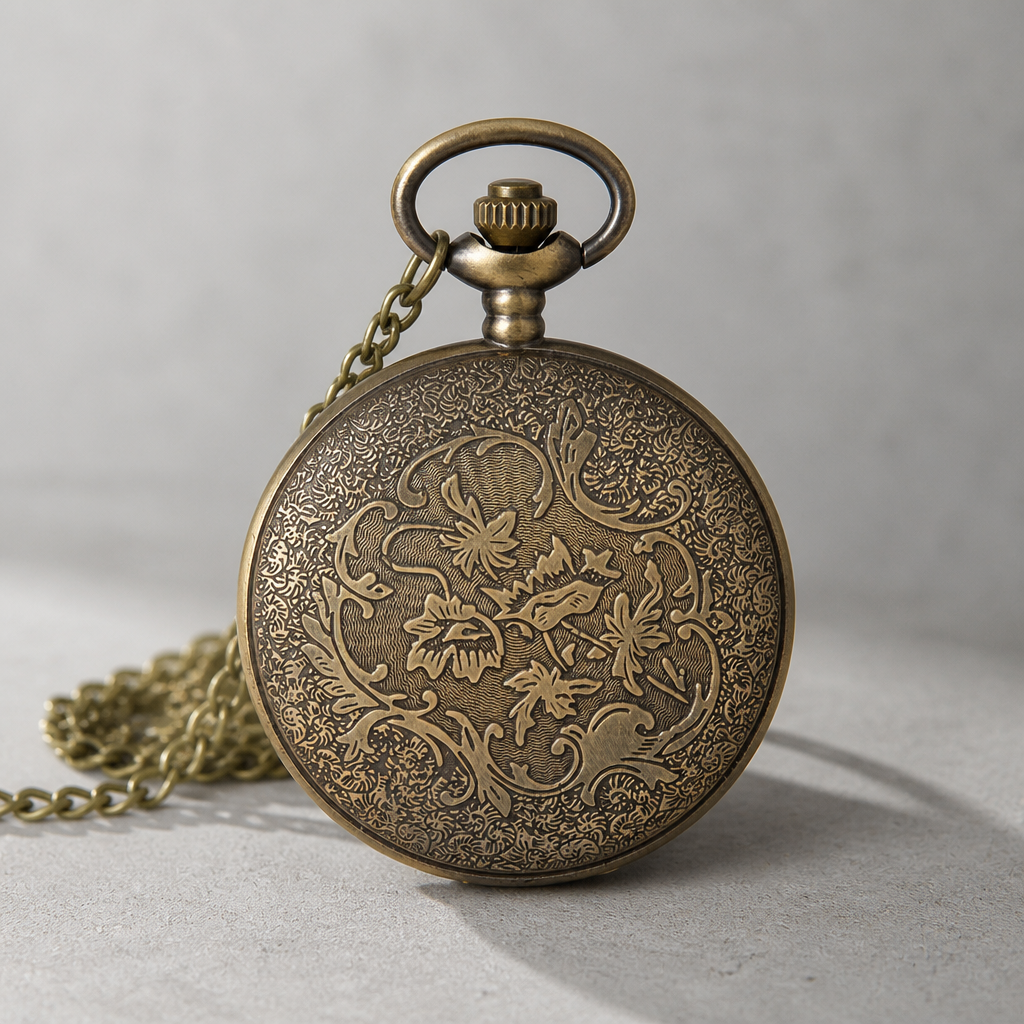 Dos gravé d'un semis floral de la montre à gousset steampunk homme