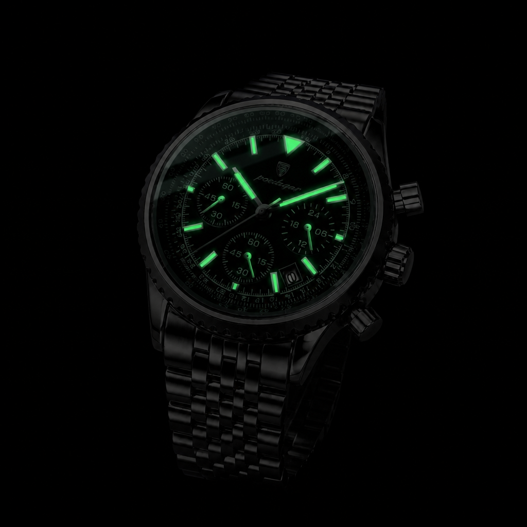 Des Finitions Exemplaires - Montre Argent Homme Chronographe Acier, modèle Augustin