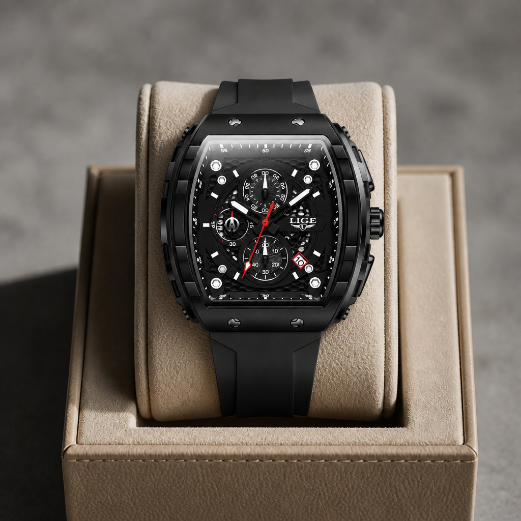 Des Finitions Exemplaires - Montre Cadran Tonneau Chronographe Homme, modèle Sacha