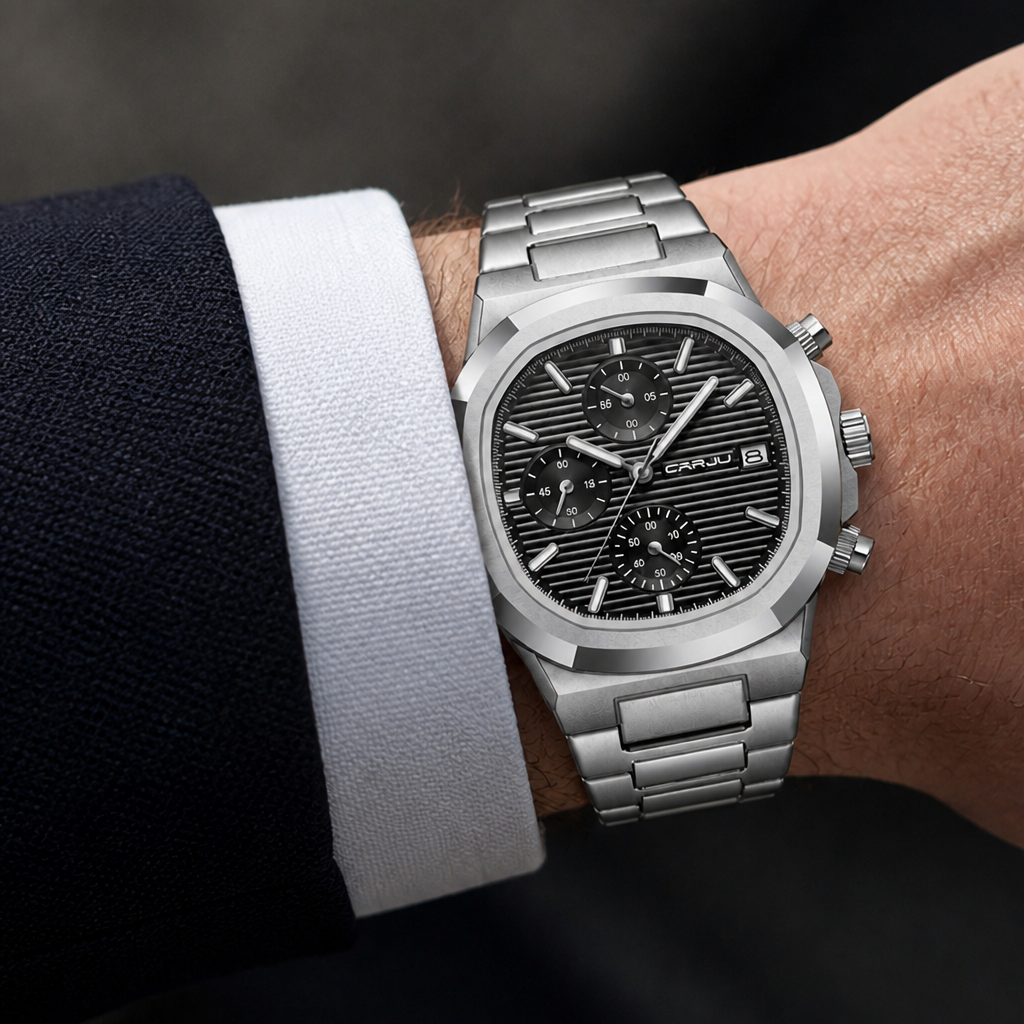 Des Finitions Exemplaires - Montre Homme Métal Chronographe Lumineuse, modèle Émile