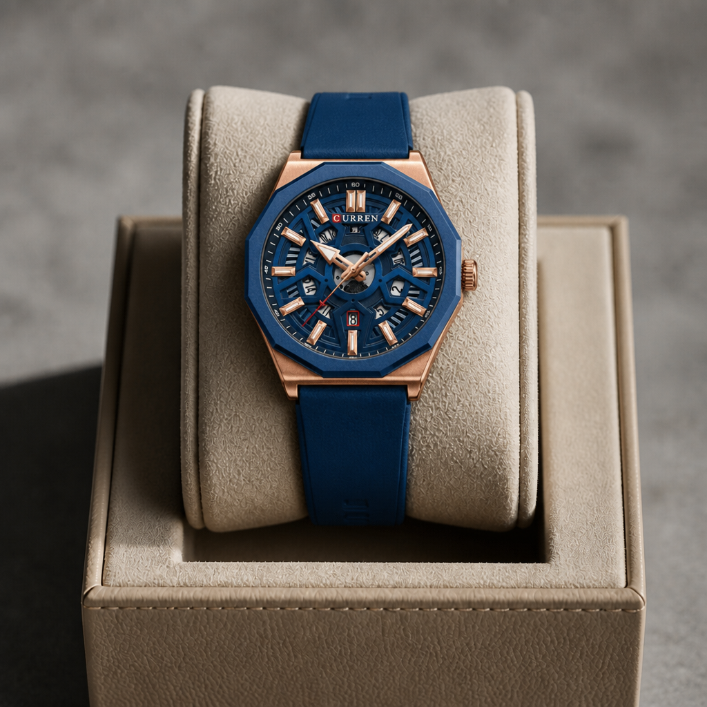 Montre homme sportive bleue dans son écrin La Boutique Des Hommes
