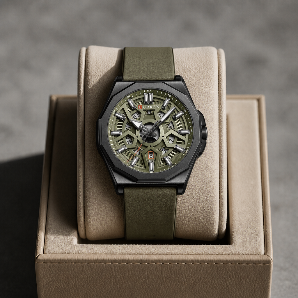 Montre homme sportive kaki dans son écrin La Boutique Des Hommes