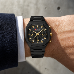 Montre Octogonale Homme Chronographe à Quartz, modèle Léon