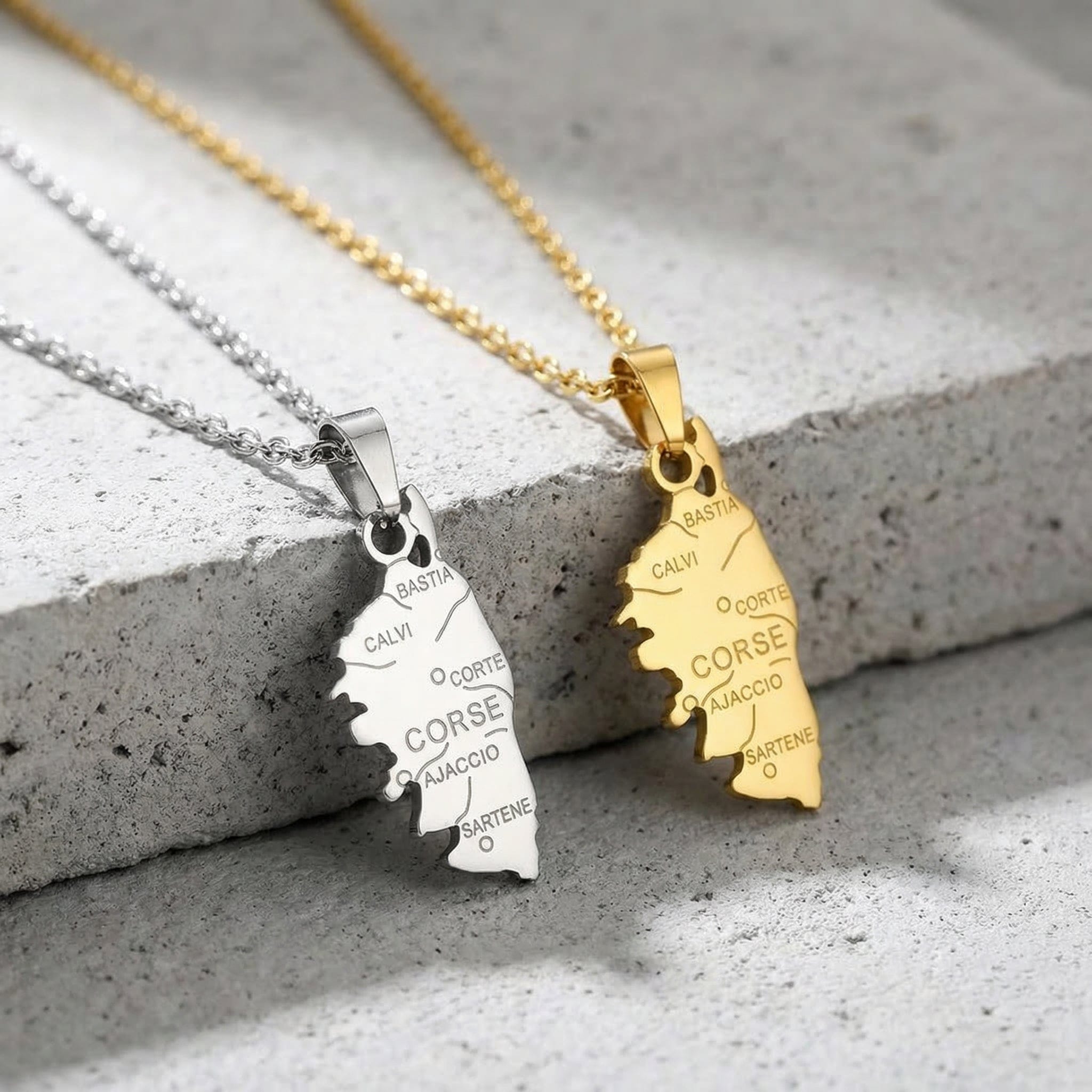 pendentif homme corse argent et or acier inoxydable 