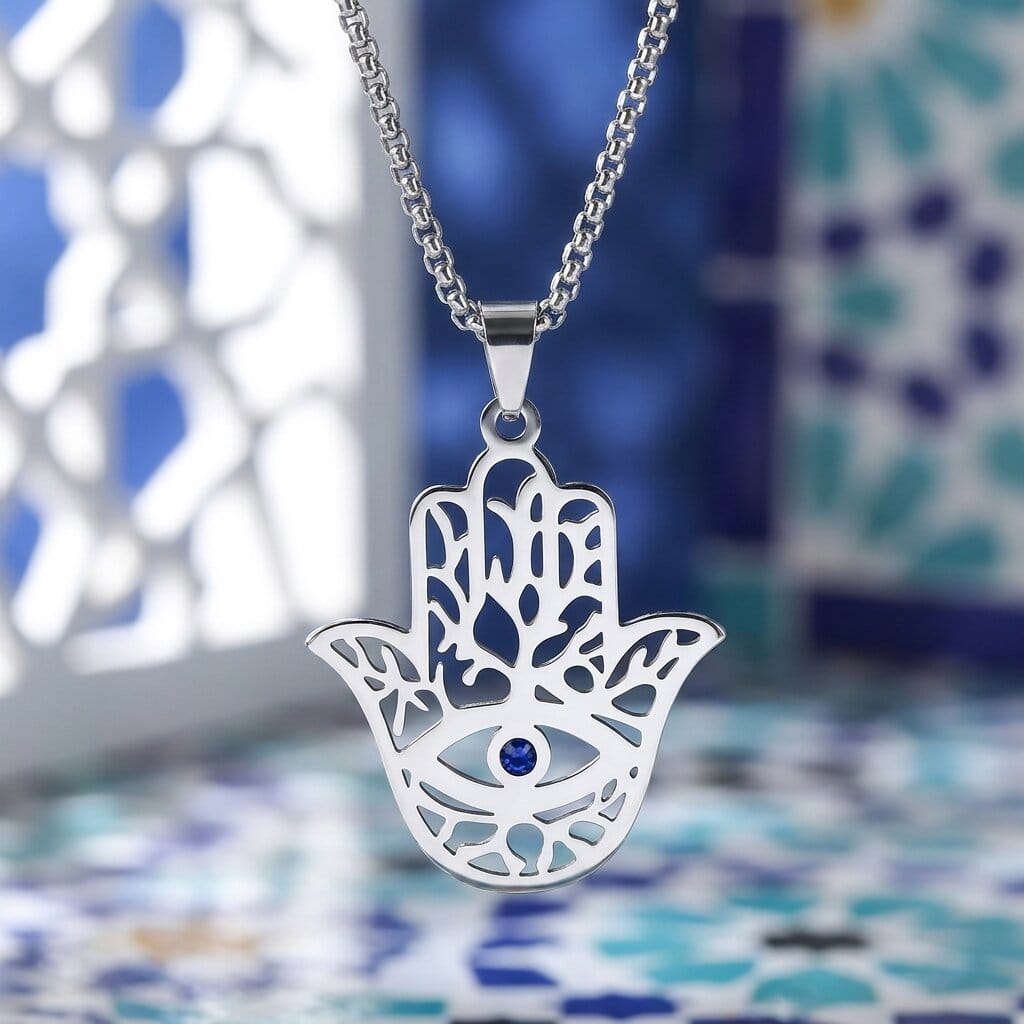 Collier Main de Fatma Homme Pendentif Hamsa Acier
