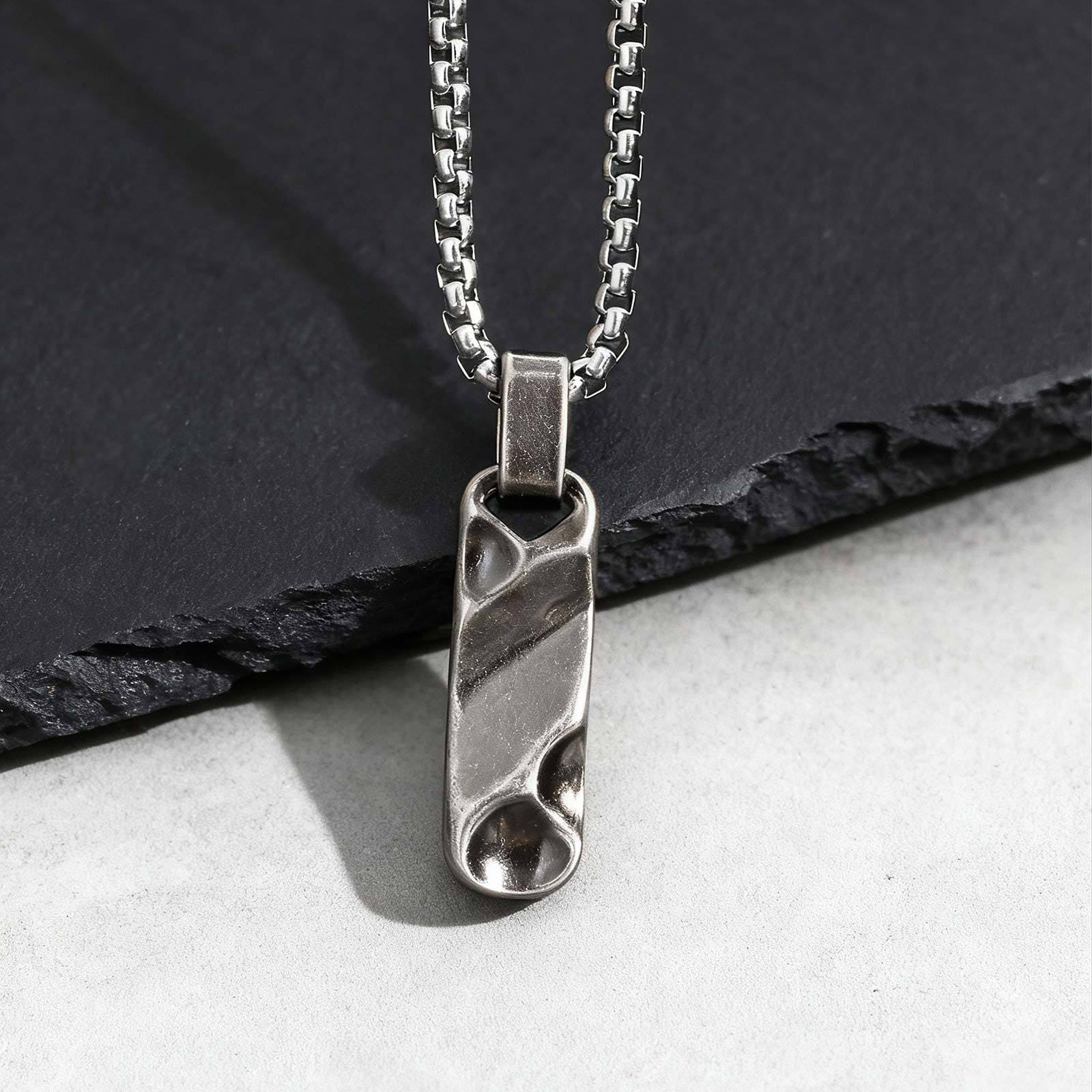 pendentif barre homme acier texture original
