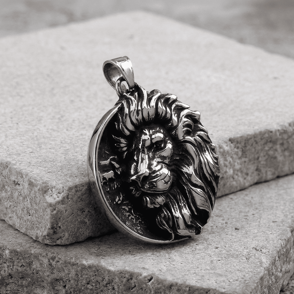 pendentif tete de lion argent