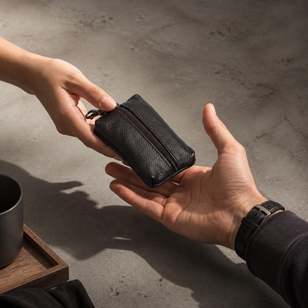 Idée cadeau, petit porte-monnaie homme zippé offert à un homme