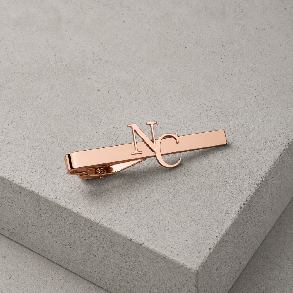 pince à cravate personnalisée or rose acier homme